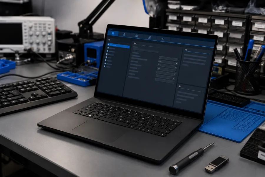Laptop z ekranem ustawień BIOS UEFI
